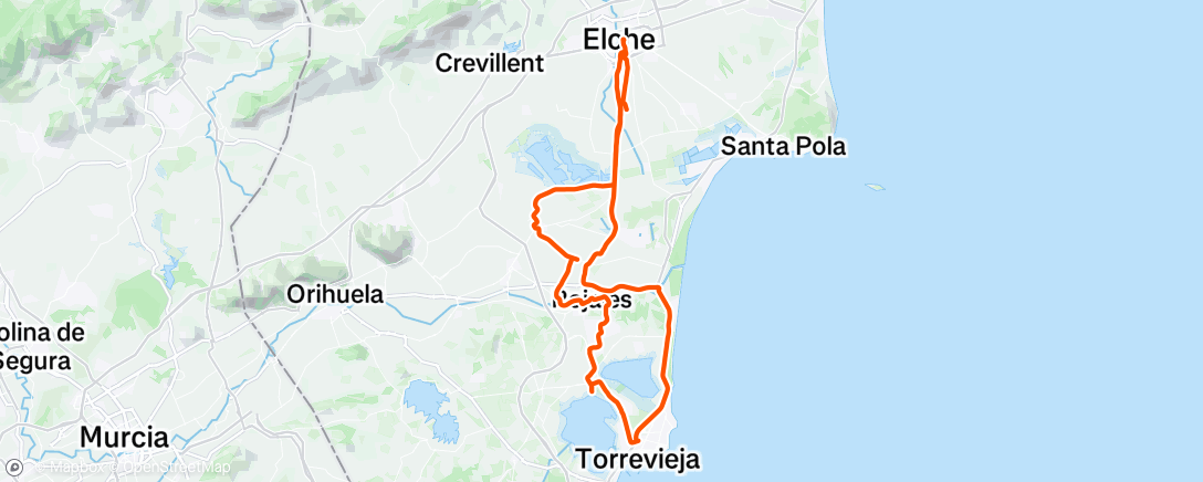 Map of the activity, Bicicleta al anochecer