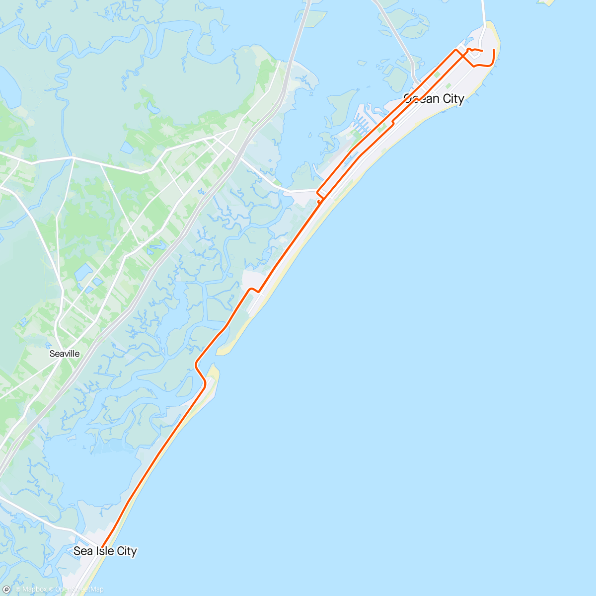 Map of the activity, Nobody On The Road, Nobody On The Beach 🥶🚴🏻 Ocean City to Sea Isle