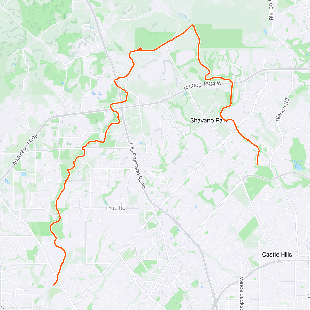 Map of the activity, Practice Ride for Texas Hill Country Tour