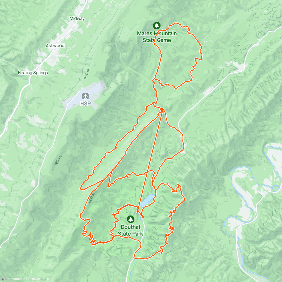 Map of the activity, Middle Mountain Momma XXC