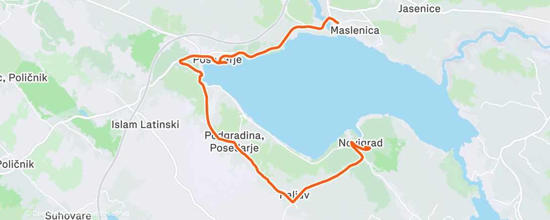 Map of the activity, 22. Atletski polumaraton Maslenica 2026.