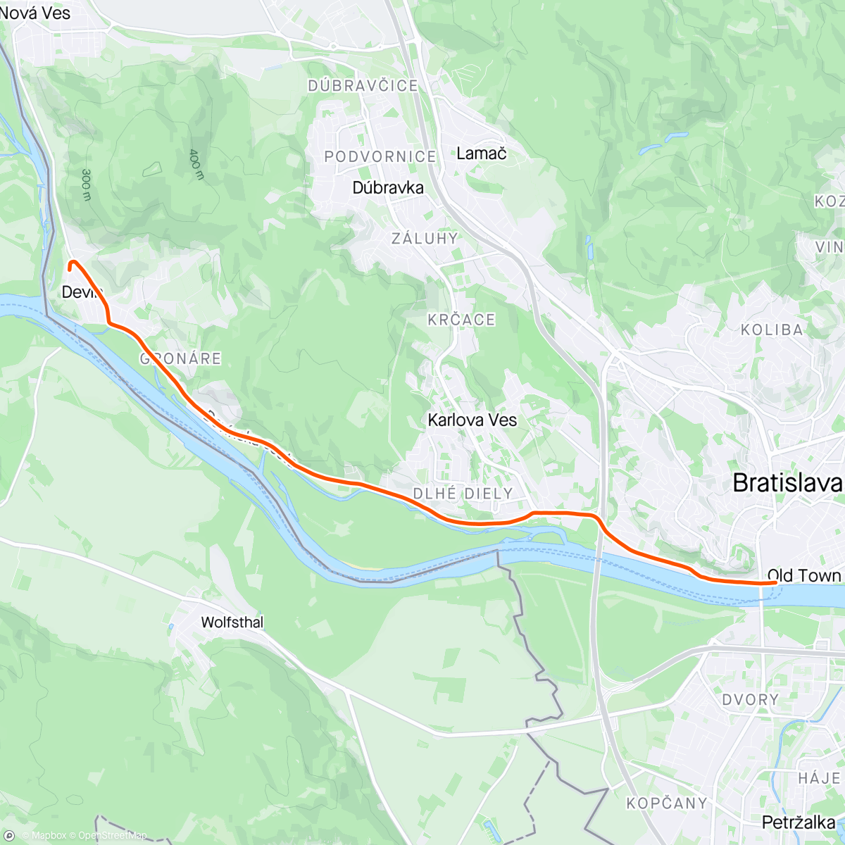 Mapa da atividade, Národný beh  DEVÍN - Bratislava 76.ročník