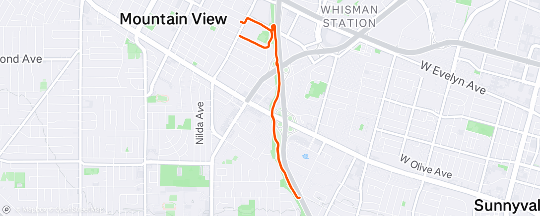 Map of the activity, Bike path running