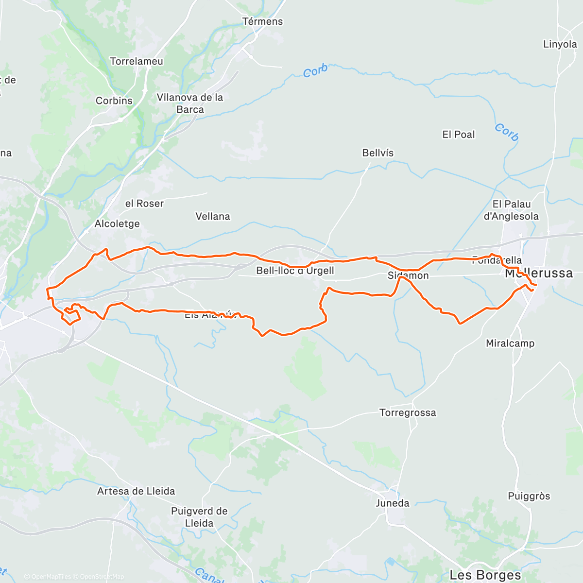 Map of the activity, Bicicleta de montaña matutina