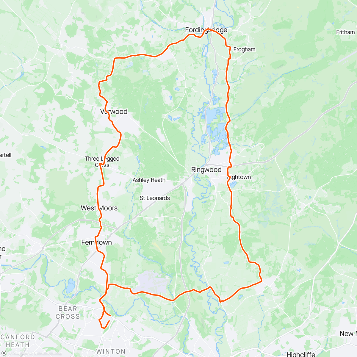 Map of the activity, New Forest 62k