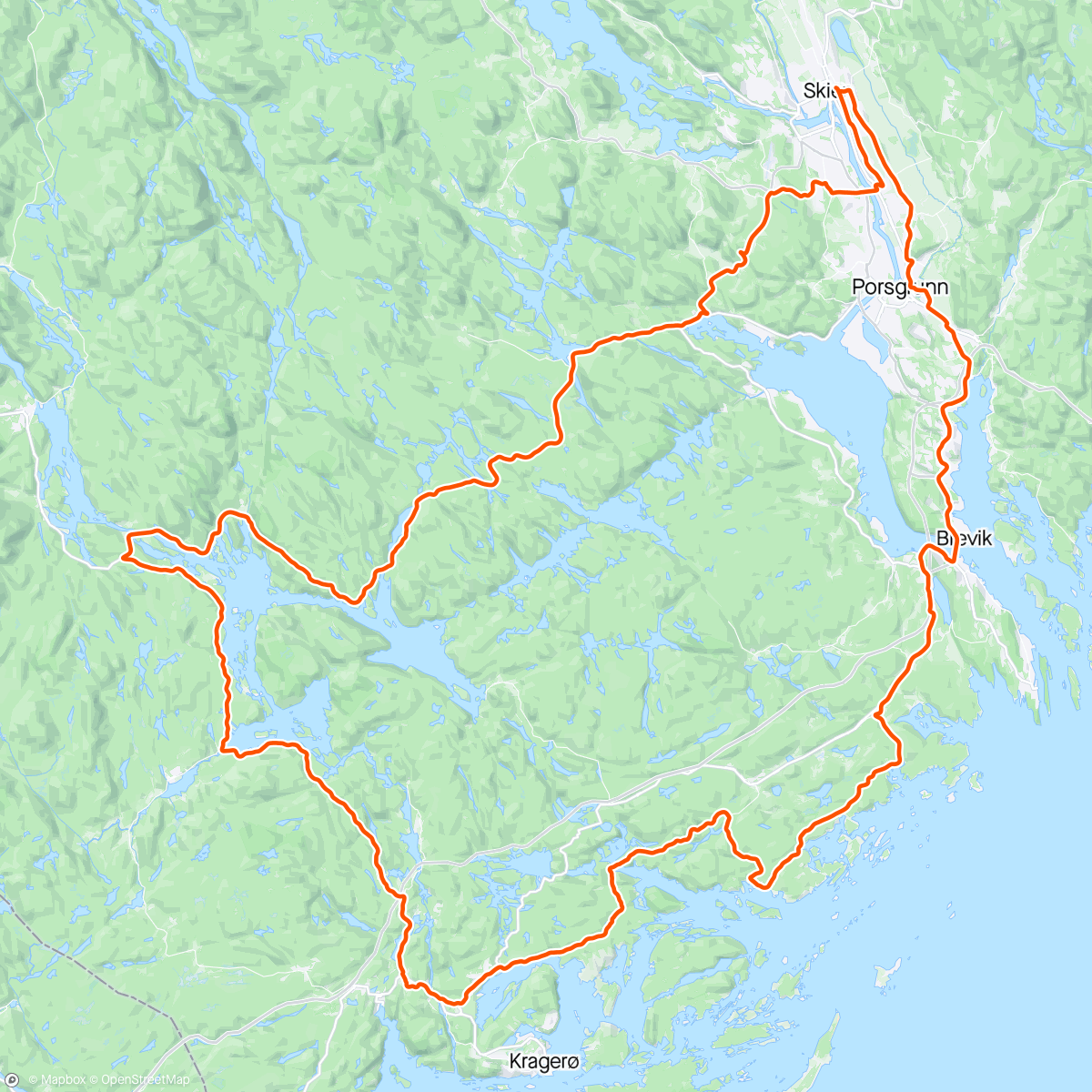 Map of the activity, Fin tur rundt Kragerø