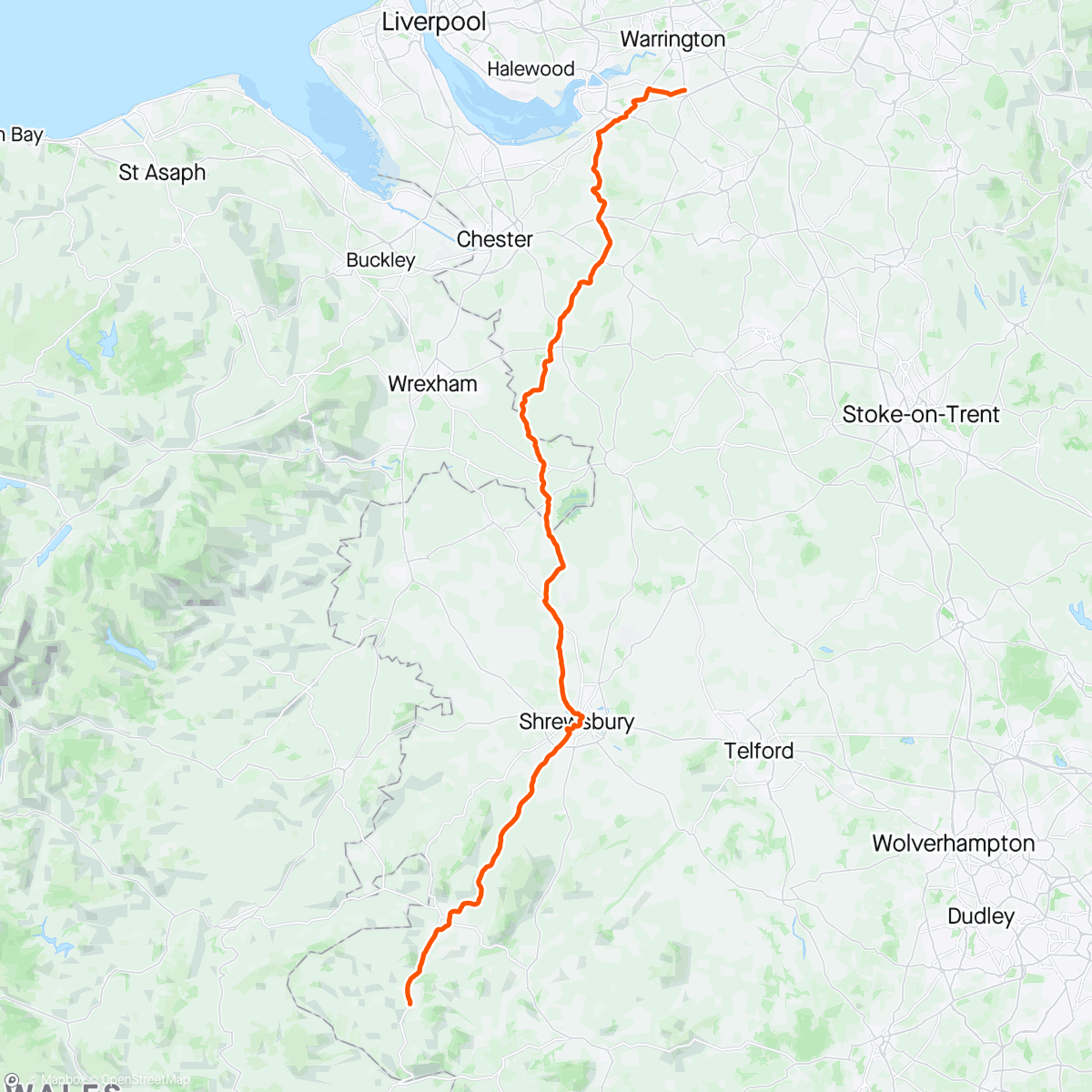 Map of the activity, LEJOG day 6: long and hot