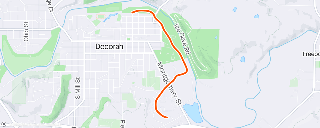 Map of the activity, Ride home from chruch