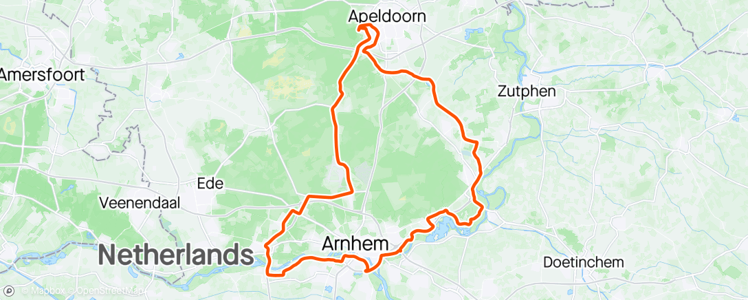 Map of the activity, Clubrit Toer 1/sportief Heteren - Doesburg