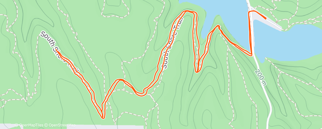 Map of the activity, Griffy headlamp run with Gwen