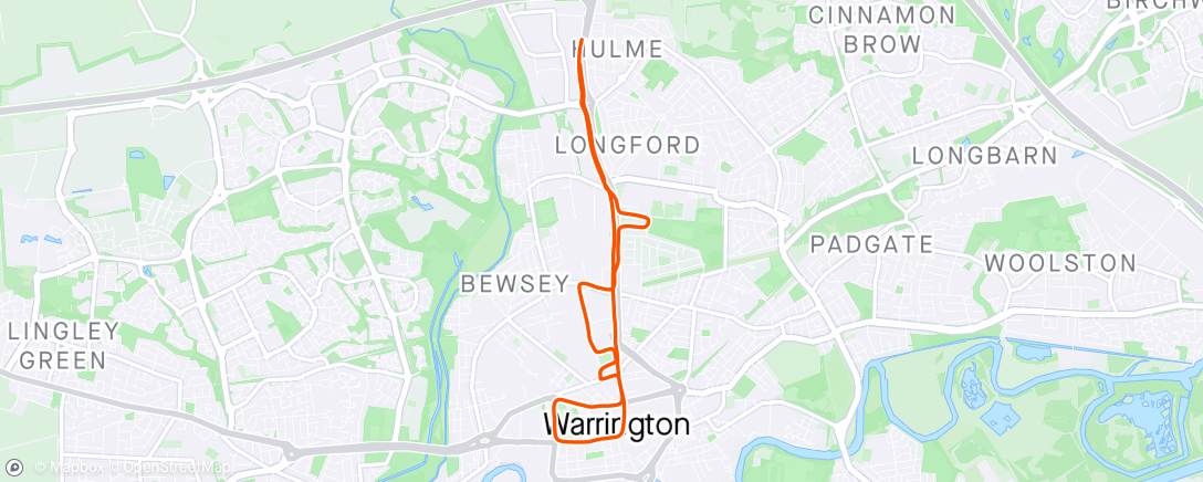 Map of the activity, Tour de Warrington, before the Northern 6 stage.