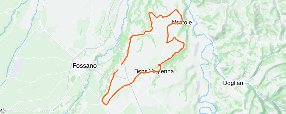 Map of the activity, Pedalata serale