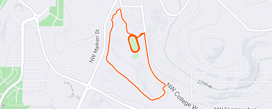 Map of the activity, TPG Workout. 8x 400, 6x200. Need to get that leg speed back!