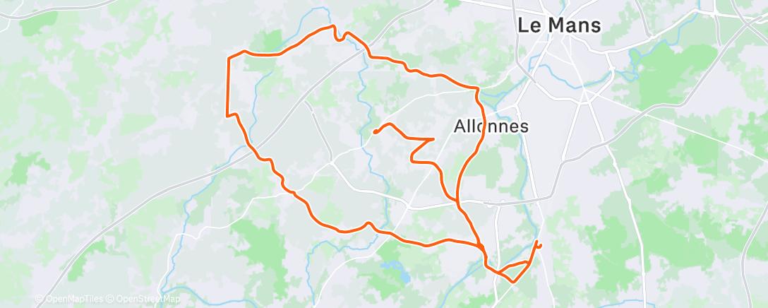 Map of the activity, Sortie vélo le midi