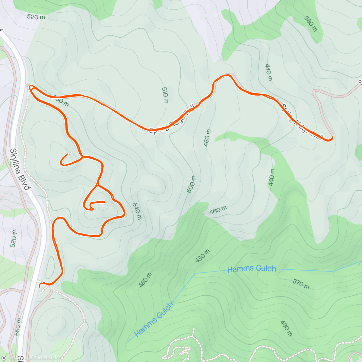 Map of the activity, Windy Hill from the top