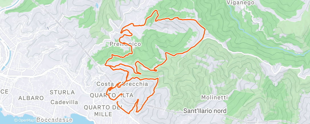 Map of the activity, Pedalata mattutina