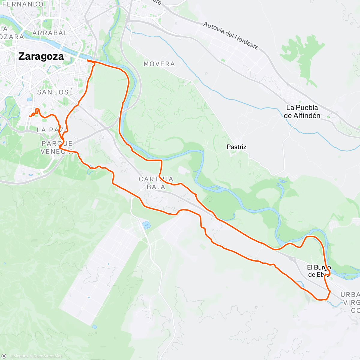 Mapa de la actividad, Vuelta al burgo con incidente, se quedó en un pequeño susto y el calcetín roto.