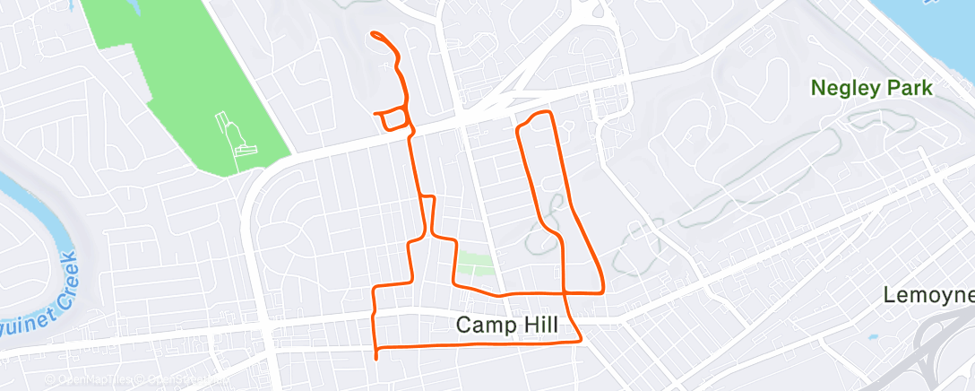Map of the activity, Hills for people headed over the Hill