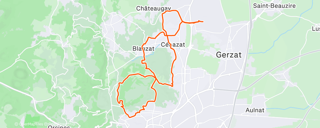 Map of the activity, Sortie VTT le midi