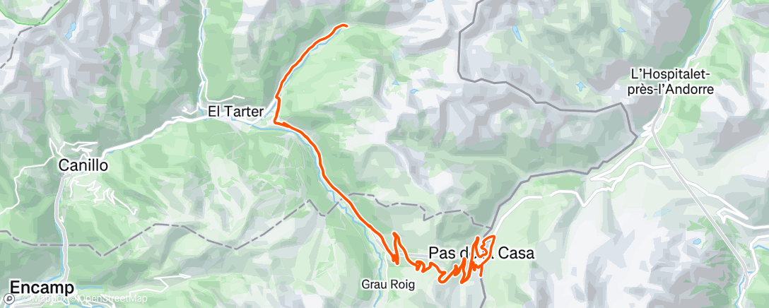 Map of the activity, Bicicleta a la hora del almuerzo