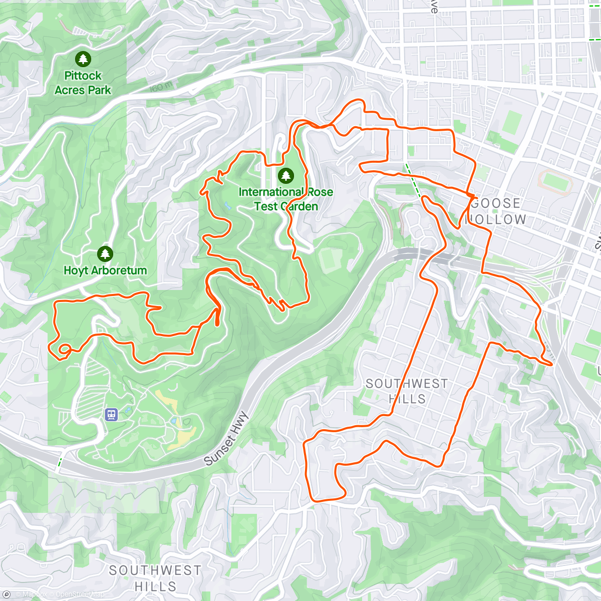 Mapa da atividade, Wy’east Wolfpack Social Run + Warmup Miles