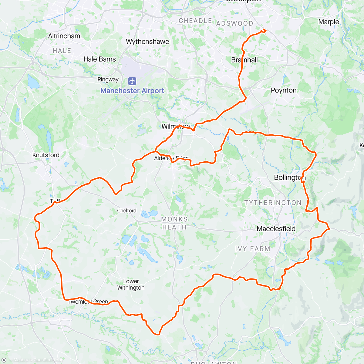活动地图，Cheshire Maverick “Slackers” Ride