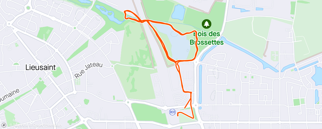 Map of the activity, Course à pied le soir  3 tours au parc des oiseaux