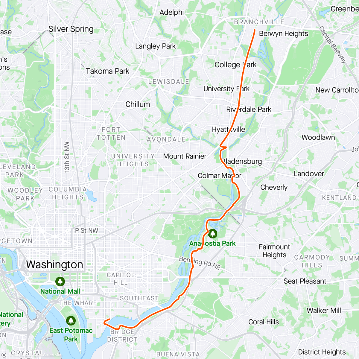 Mapa da atividade, Two Bike Rides & a Ball Gam