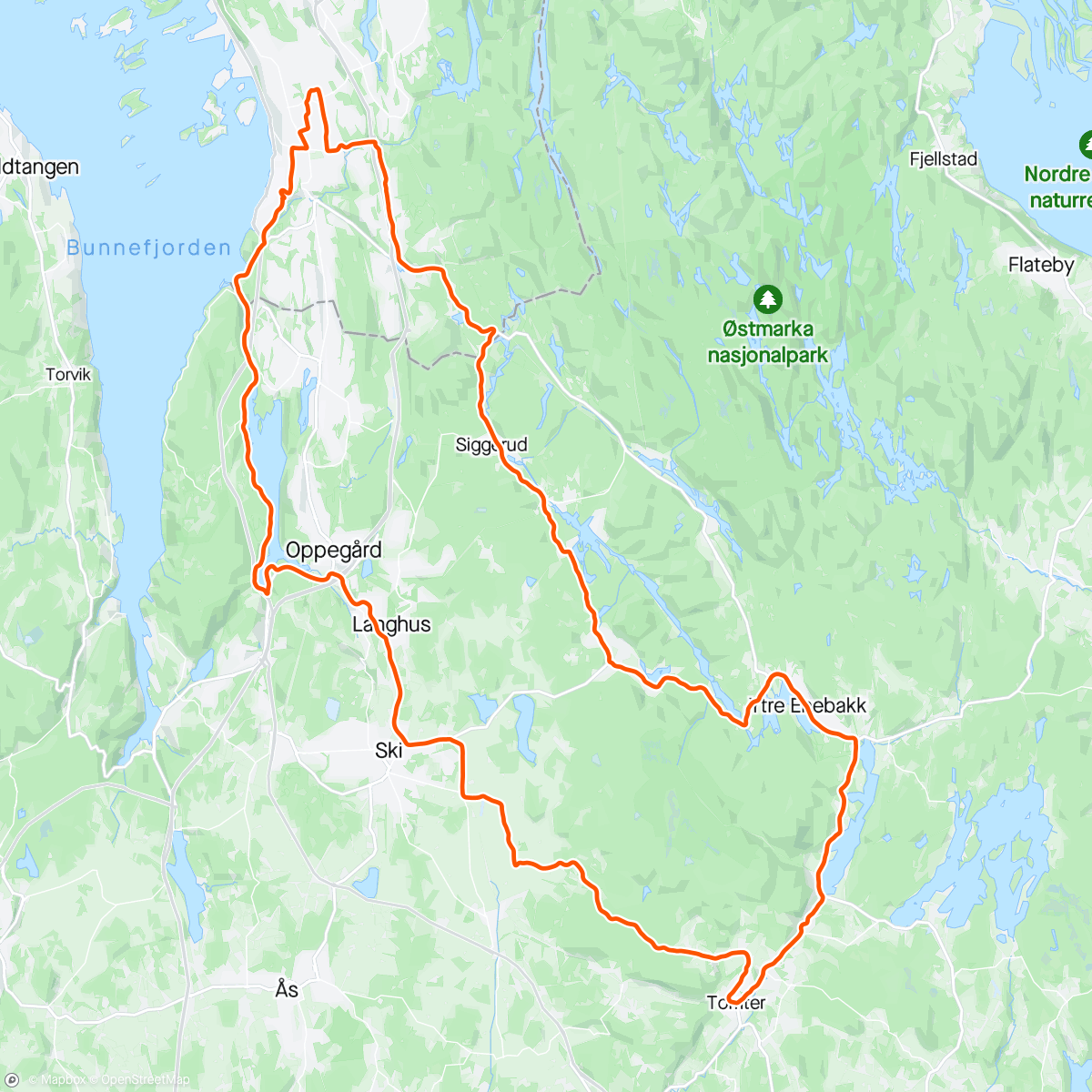 Mapa da atividade, Enebakk, Tomter, Mosseveien og hjem ☀️🤗