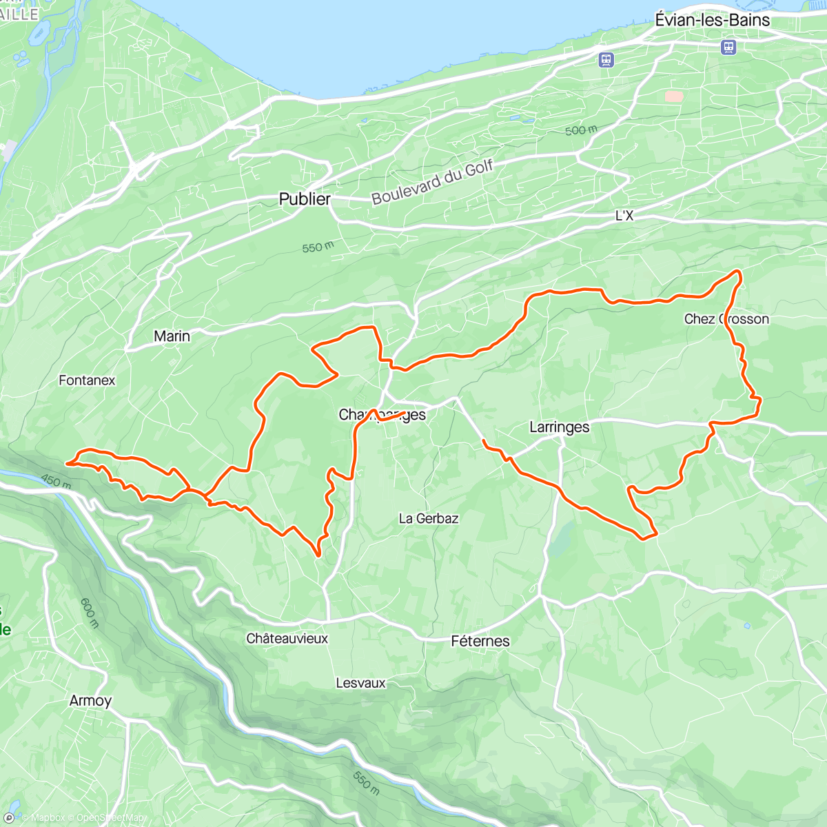 Map of the activity, Sortie en vélo dans l'après-midi