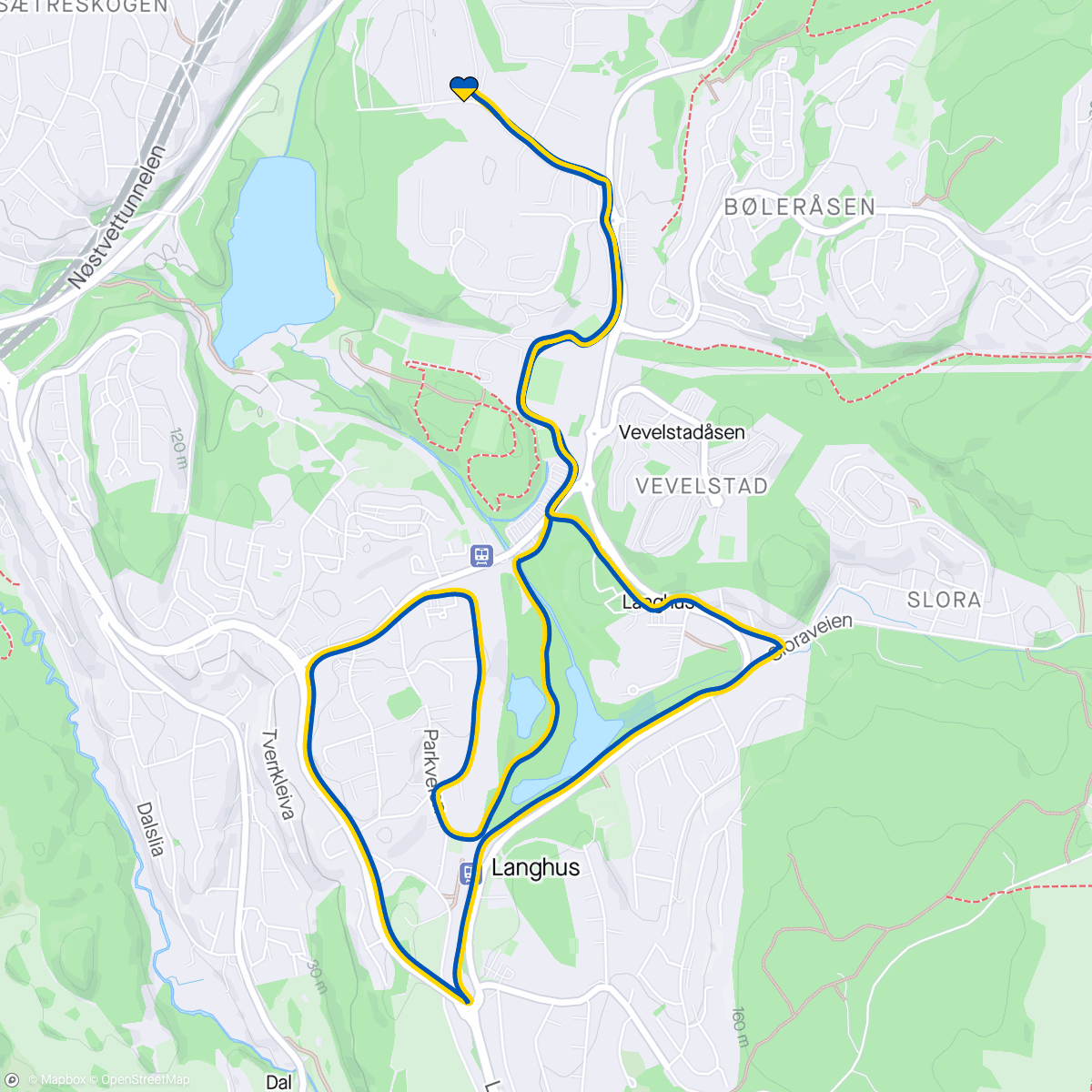 Map of the activity, Mandagsøkta med Berggård Amundsen-løperne 😊👌🌞