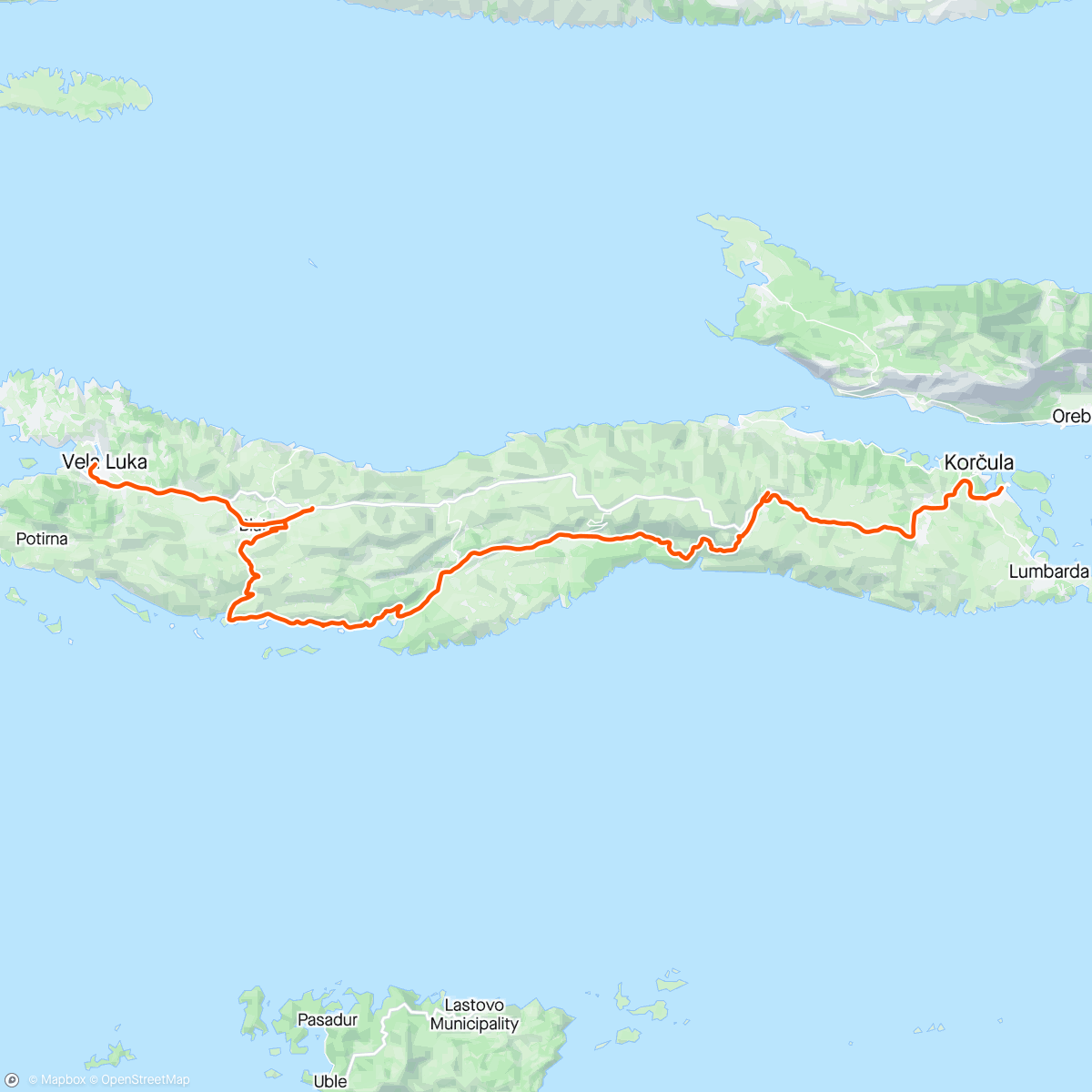 Карта физической активности (Korcula to Vela Luka)