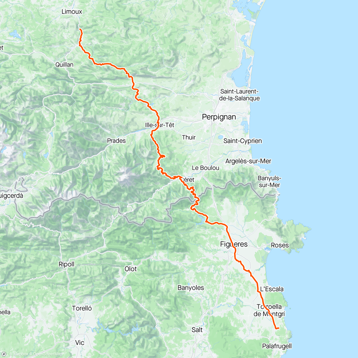 Map of the activity, Finale Road to spain 🇪🇸. Part 5.  Pyrenäen Ausläufer