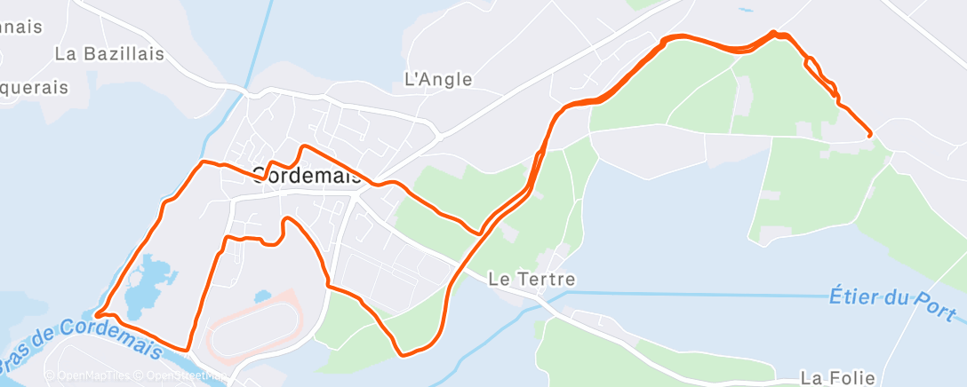 Map of the activity, Course à pied dans l'après-midi