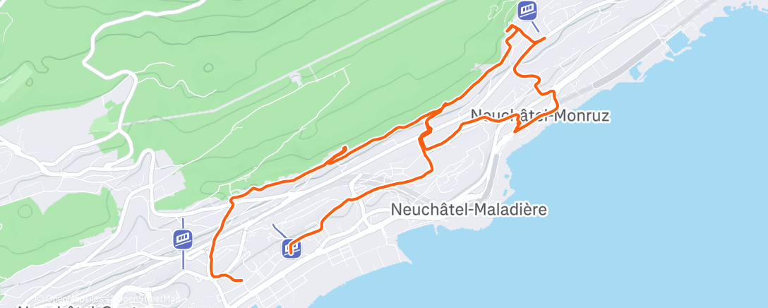 Map of the activity, Course à pied en soirée