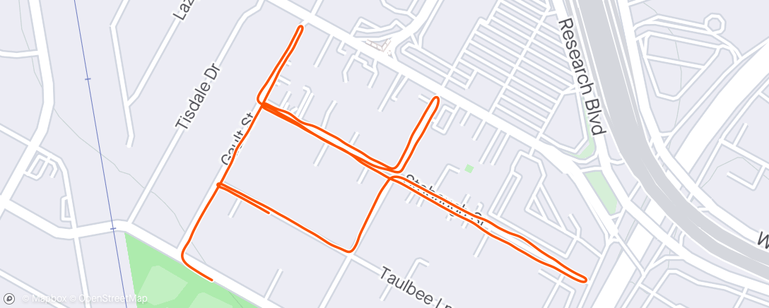 Map of the activity, Lil' neighborhood grid run