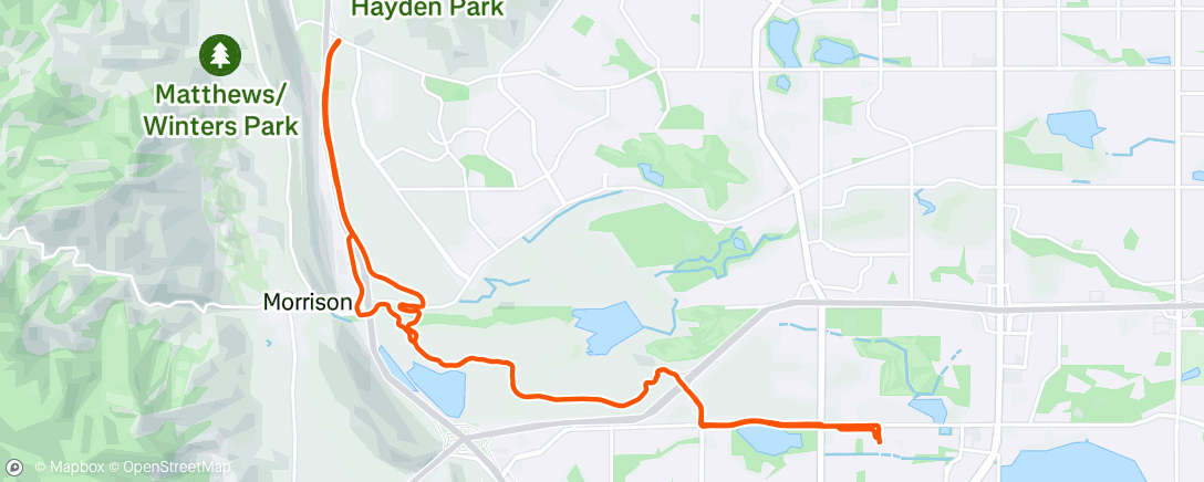 Map of the activity, Tuesday Lunch Ride