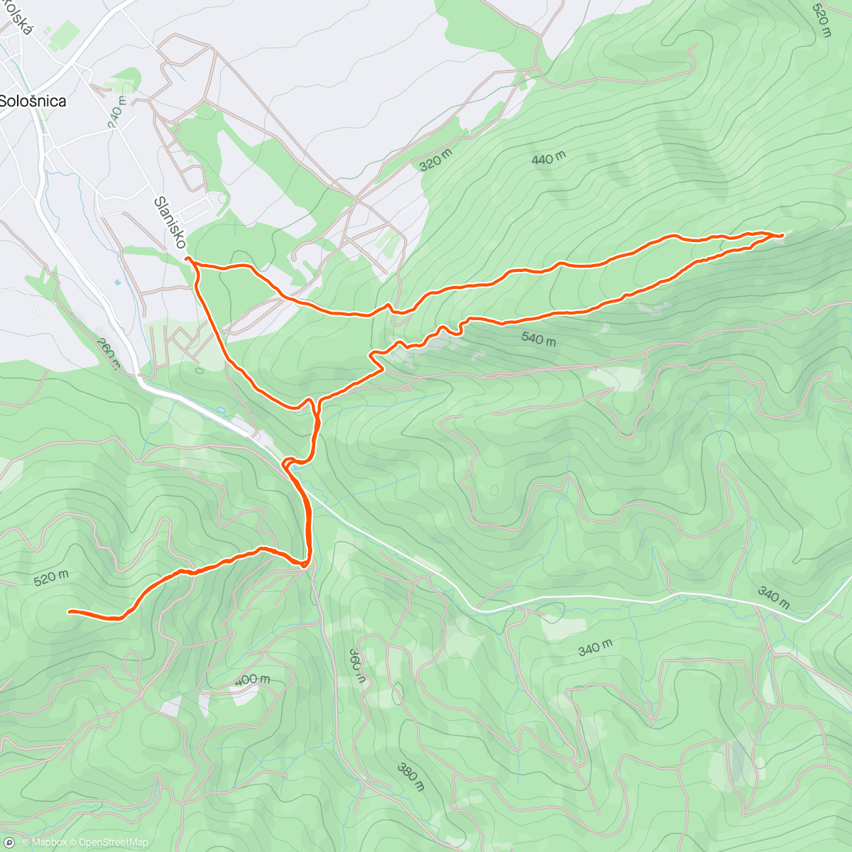Mapa da atividade, Veľký Peterklín + Vápenná