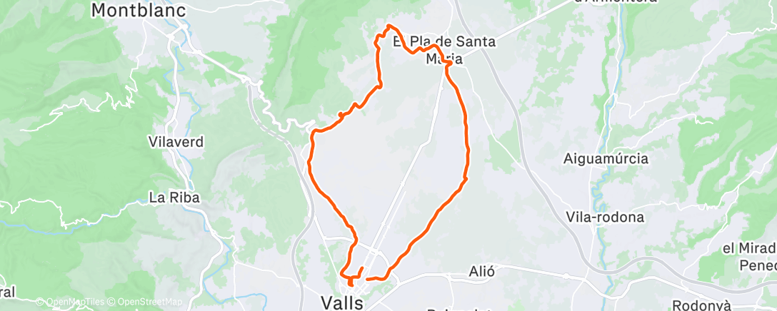 Map of the activity, Bicicleta por la tarde