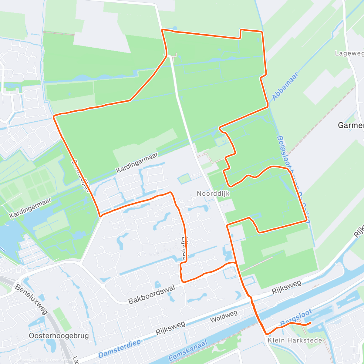 Map of the activity, Middagloop