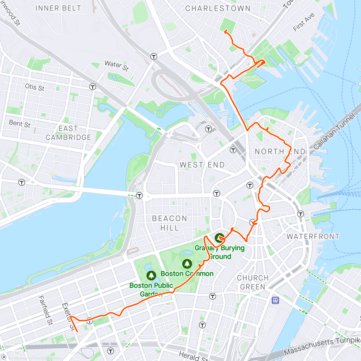 Map of the activity, Boston Freedom Trail
