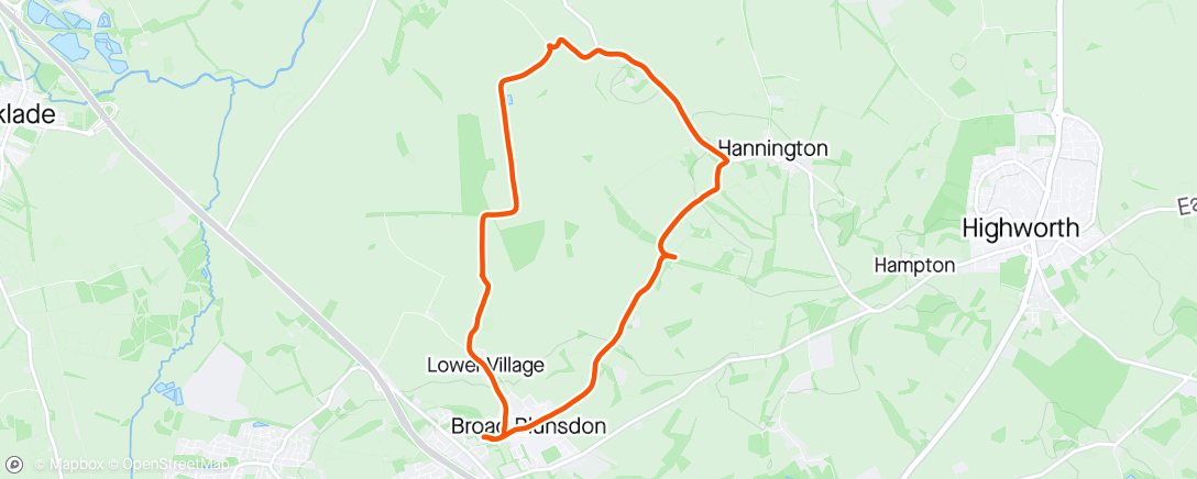 Mapa de la actividad, Run about the Blunsdon fields