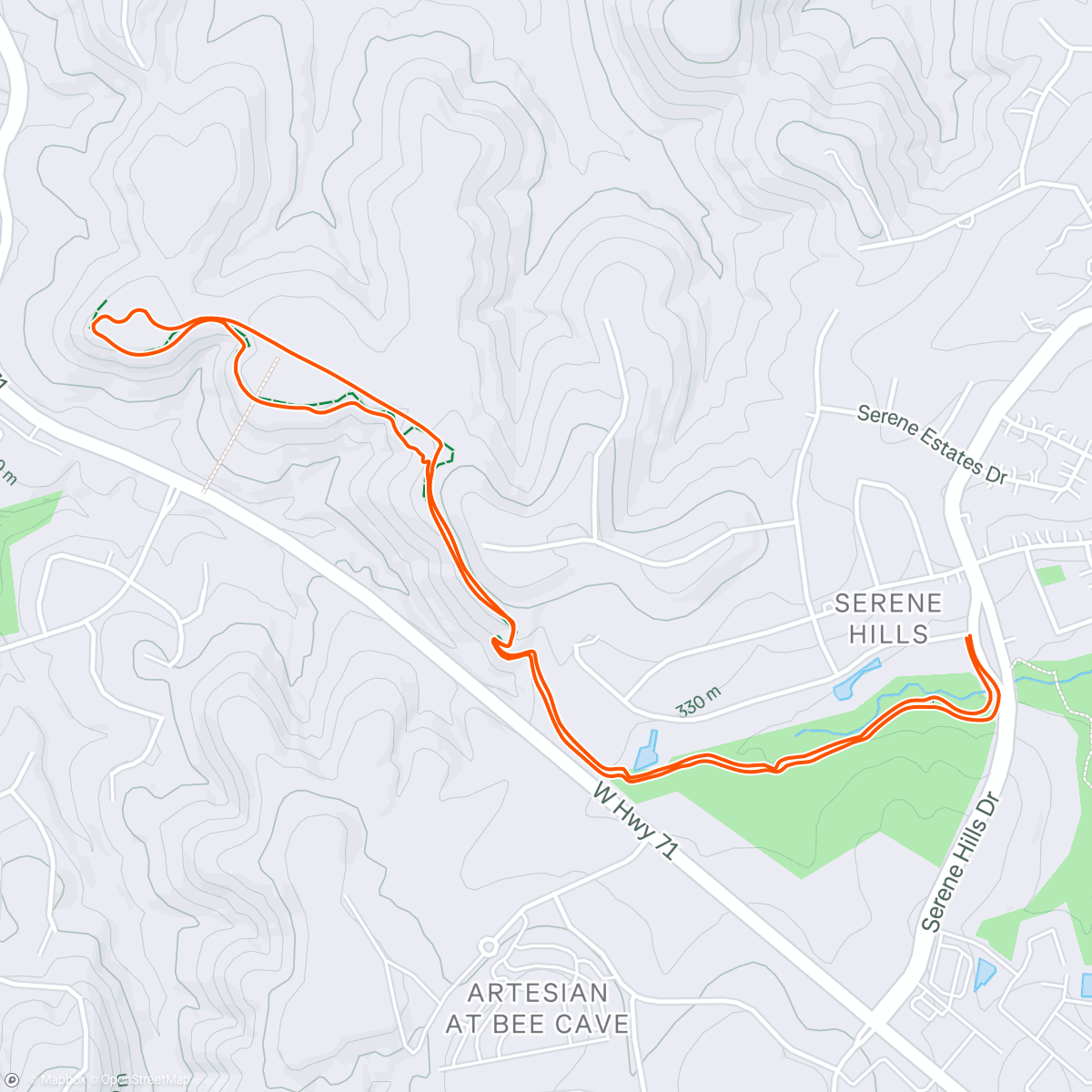 Map of the activity, Afternoon Trail Run