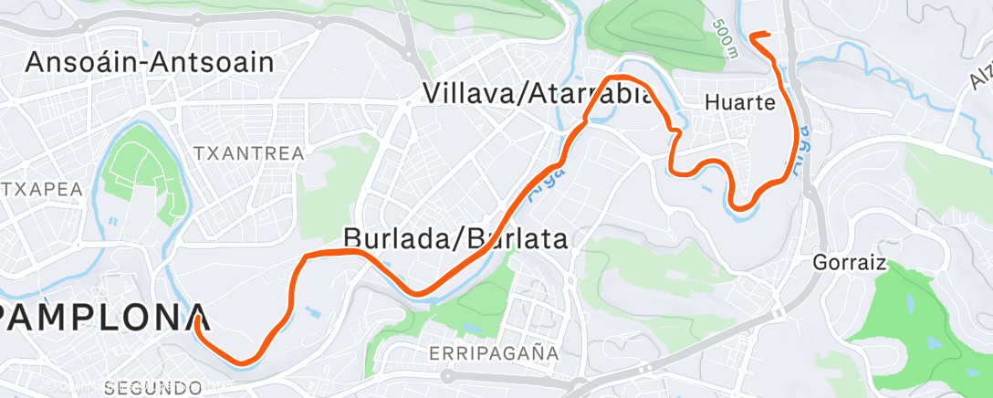 Map of the activity, Carrera de tarde