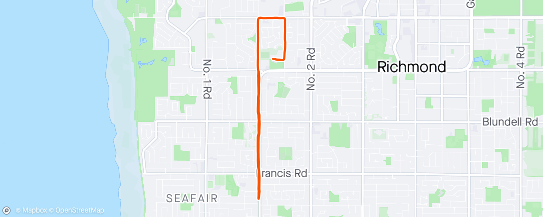 Map of the activity, First walk resembling a low HR in a long while.