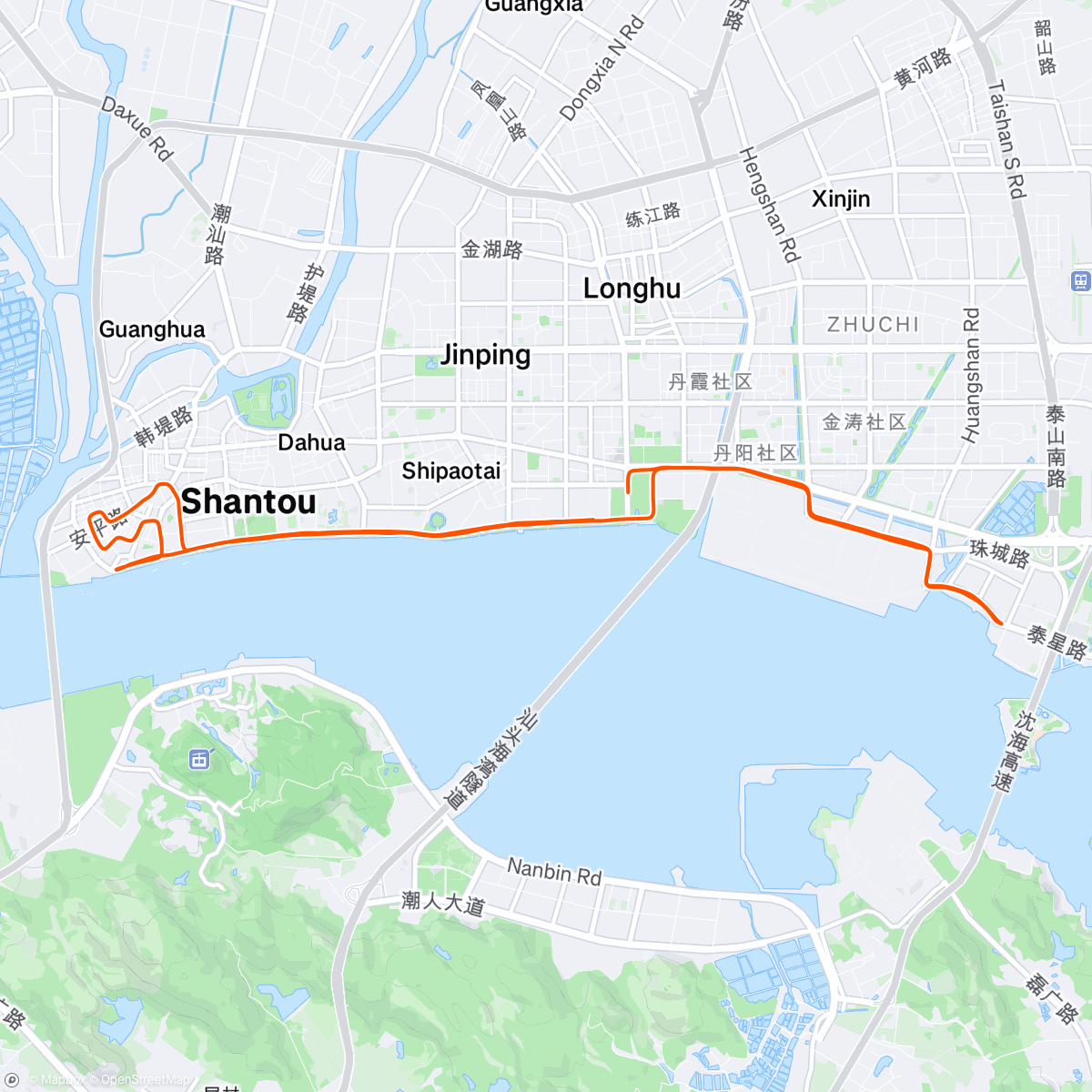 Map of the activity, Shantou Half-Marathon