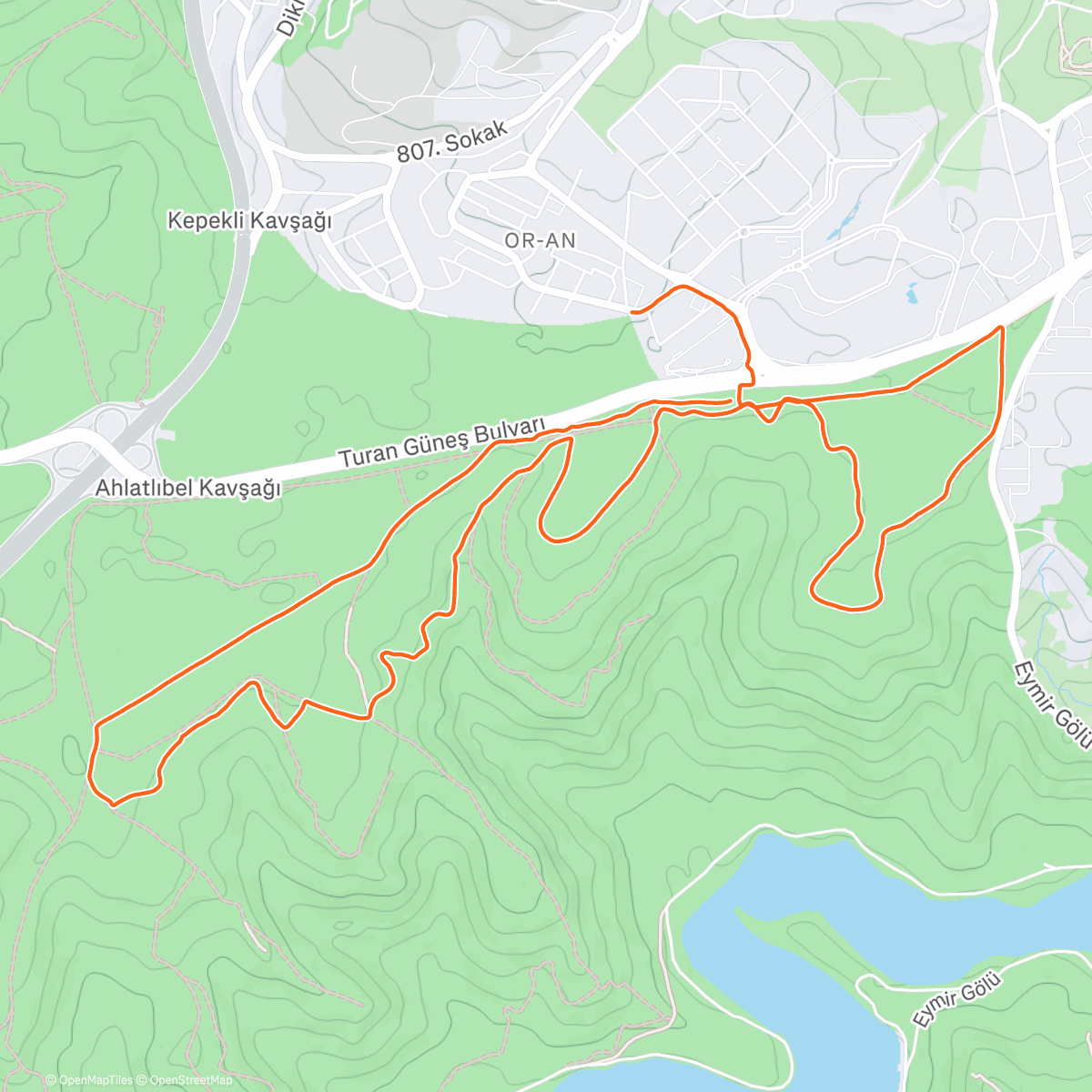 Map of the activity, Eymir Orman Kar Koşusu