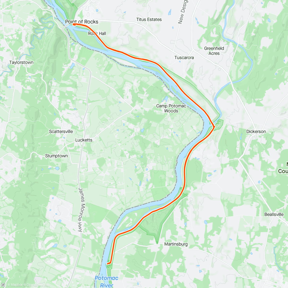 Map of the activity, Rolling on the C&O.