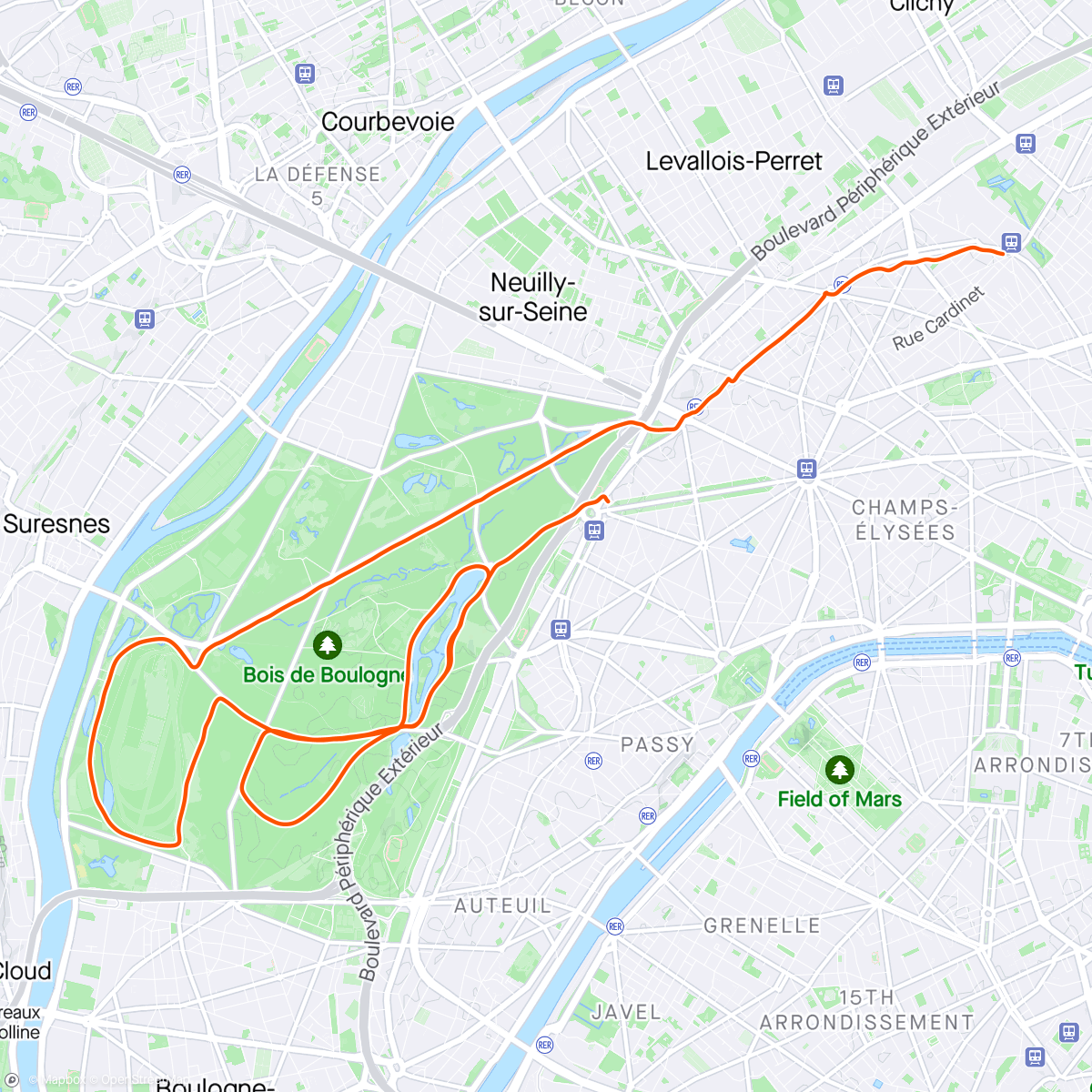 Map of the activity, Footing 1h40