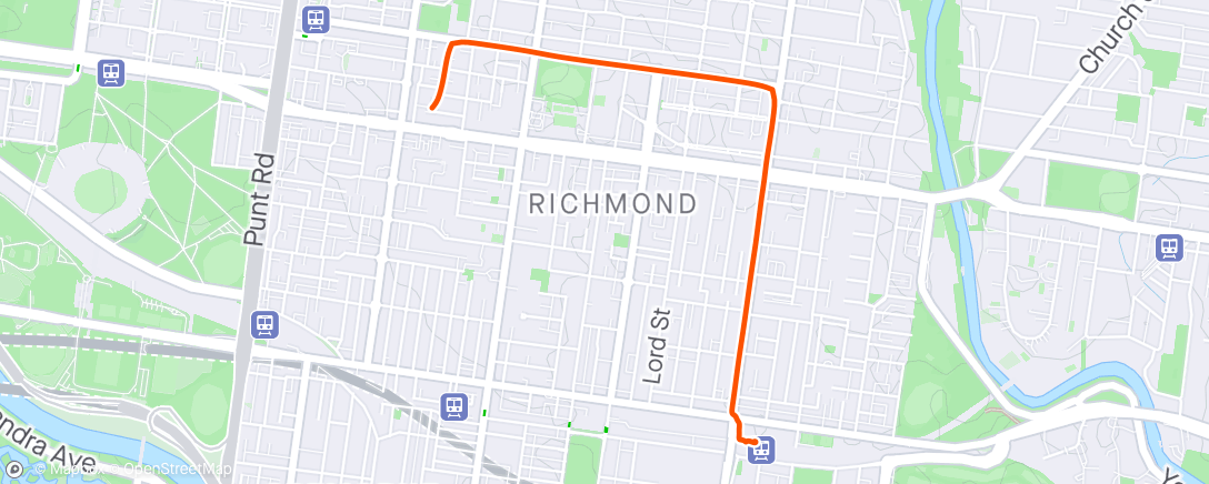 Map of the activity, ride home